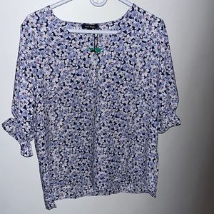 Floral Print Short Ruffled Sleeved Blouse NWT!